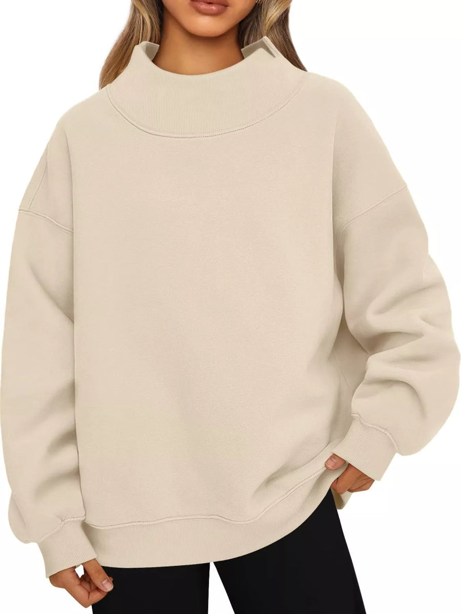 Oversized Mock Neck Long Sleeve Sweatshirt