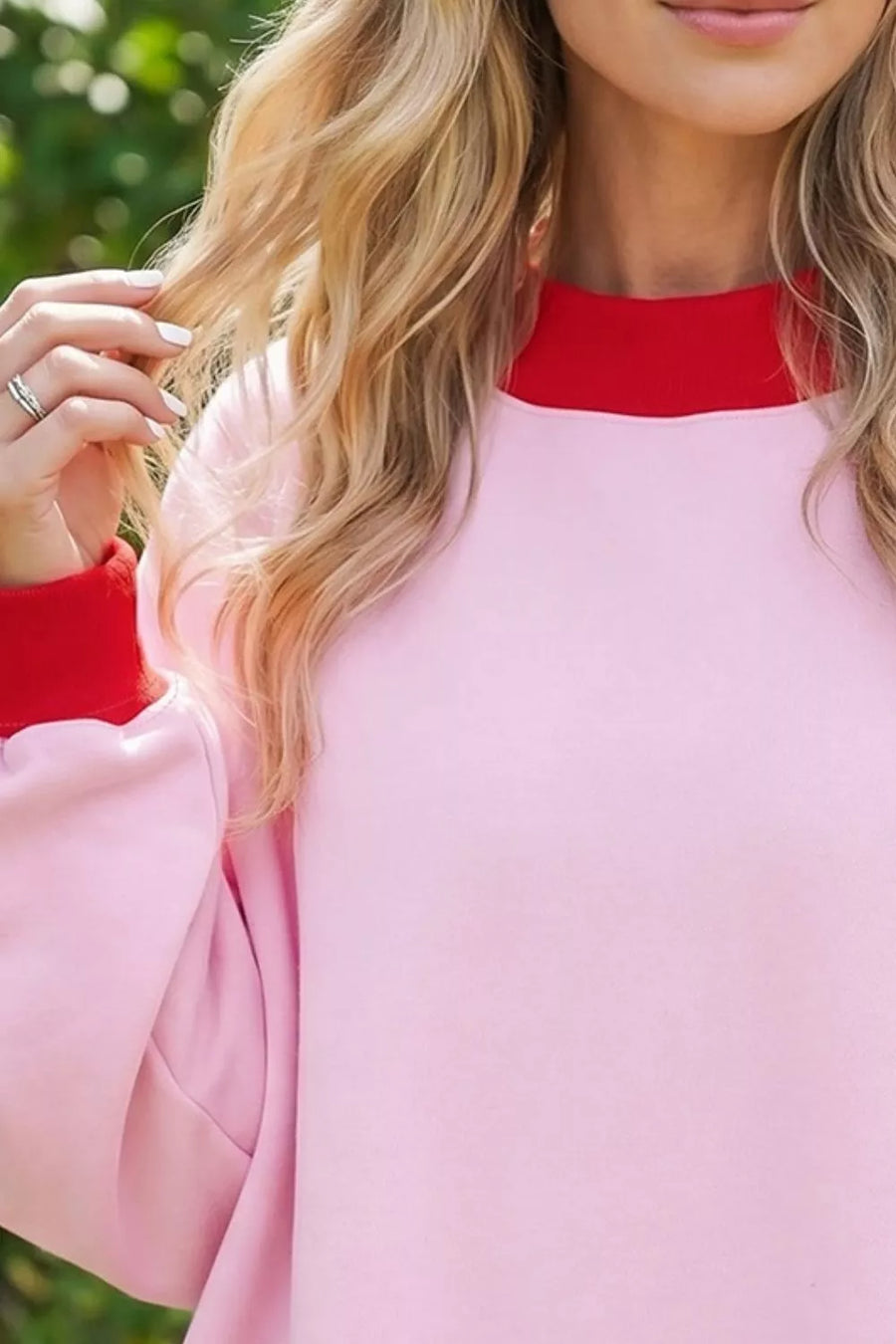Contrast Trim Crew Neck Sweatshirt