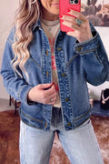 Button Up Dropped Shoulder Denim Jacket