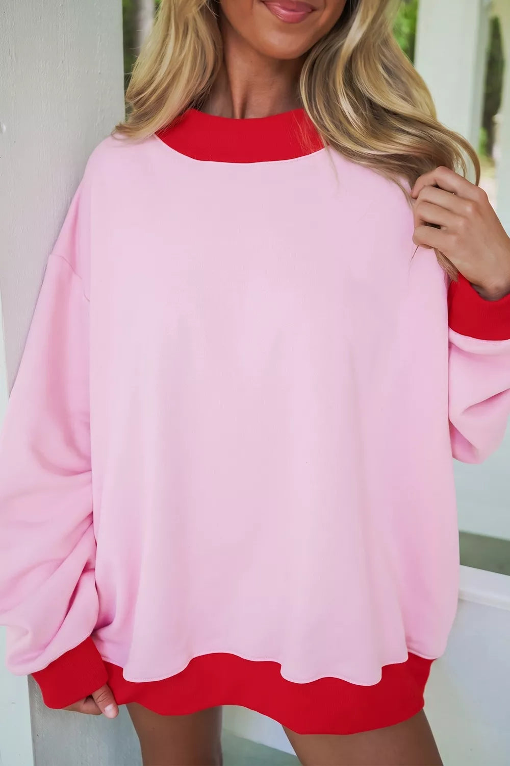 Contrast Trim Crew Neck Sweatshirt