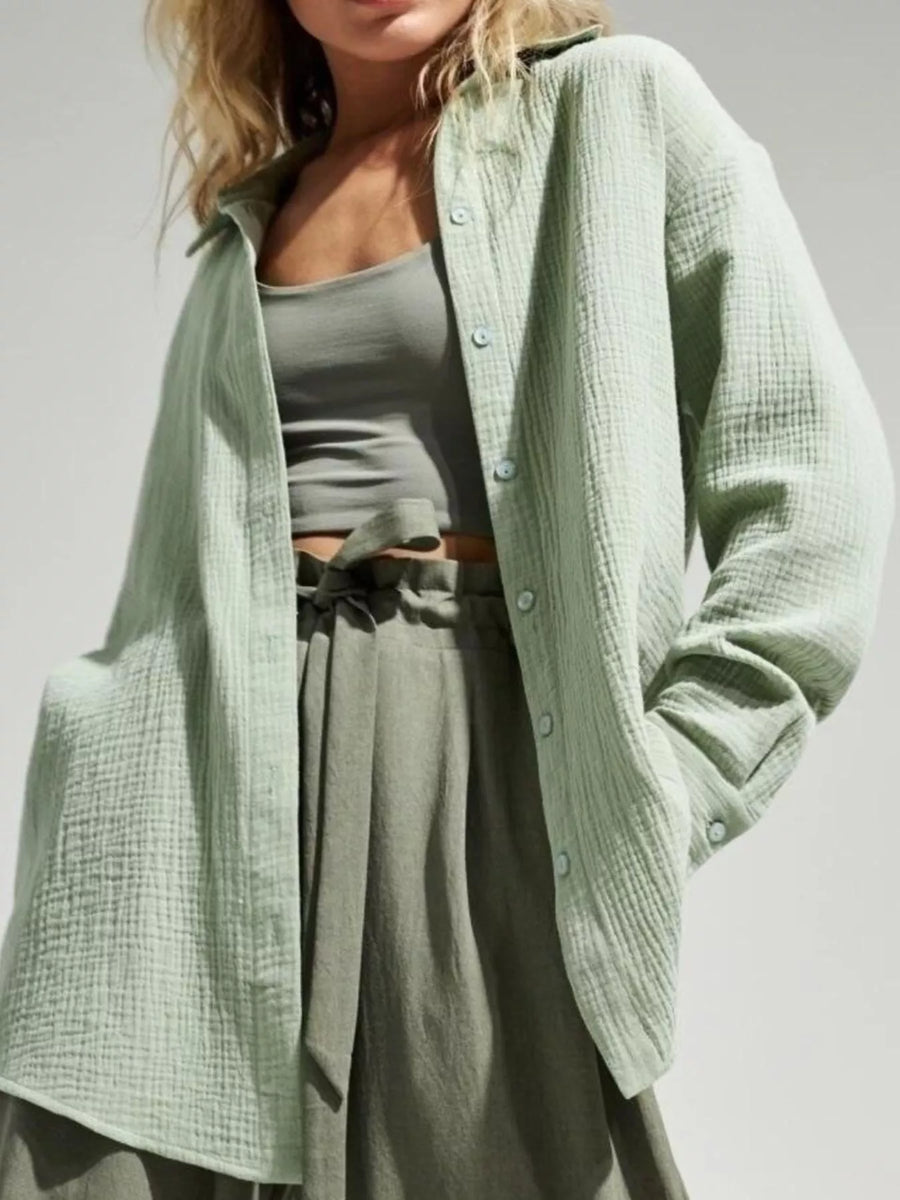 Textured Gauze Button-Down Shirt