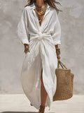 Front-Tie Maxi Shirt Dress
