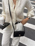 Openwork Dropped Shoulder Cardigan