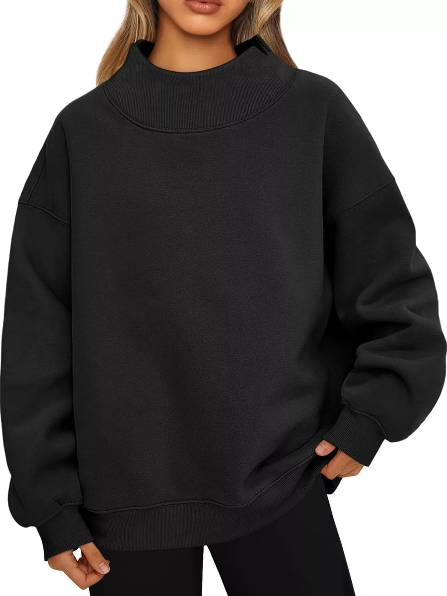 Oversized Mock Neck Long Sleeve Sweatshirt
