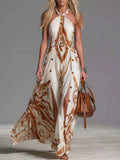 Printed Halter Neck Maxi Dress
