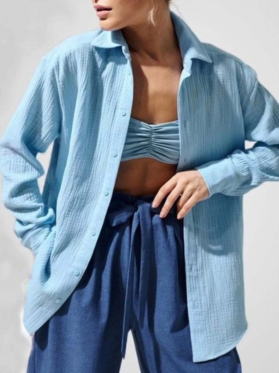 Textured Gauze Button-Down Shirt