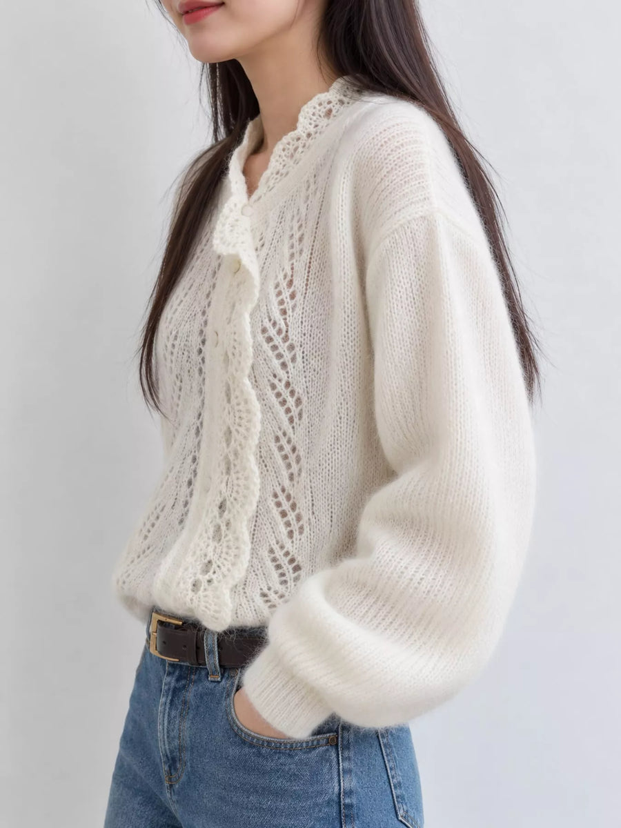Openwork Dropped Shoulder Cardigan