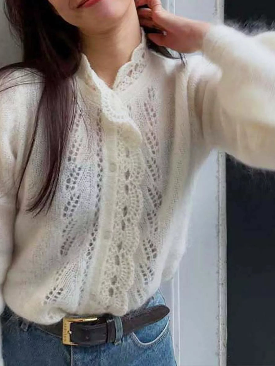 Openwork Dropped Shoulder Cardigan