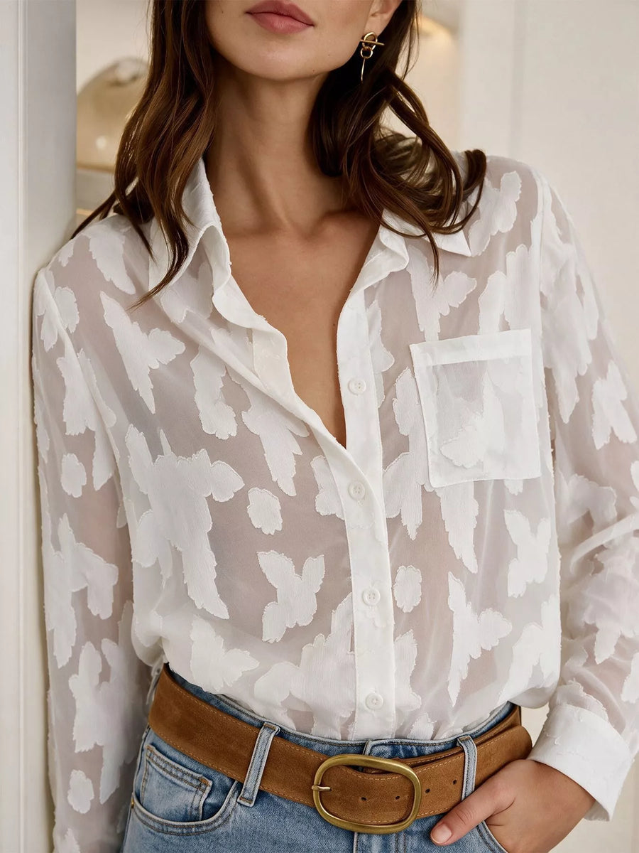 Sheer Button-Down Shirt