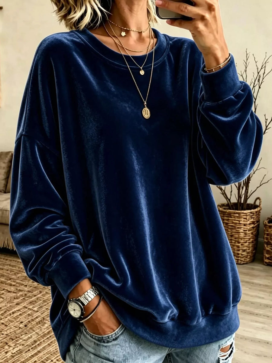 Full Size Crew Neck Drop Shoulder Sweatshirt Plus Size